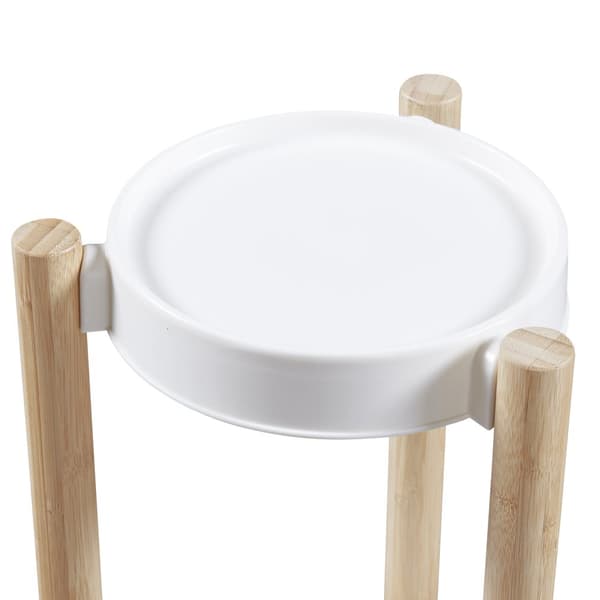 Piedestal Sastamala växtställ 78x25x25 cm bambu vit [en.casa]