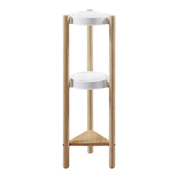 Piedestal Sastamala växtställ 78x25x25 cm bambu vit [en.casa]