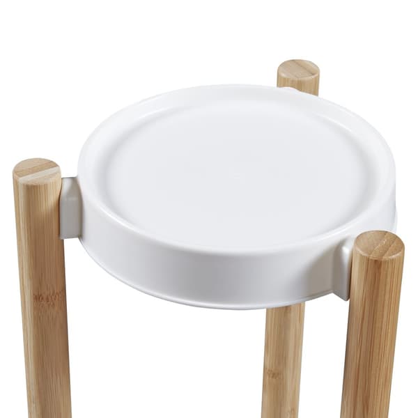Piedestal Sastamala växtställ 80x31x31 cm bambu vit [en.casa]