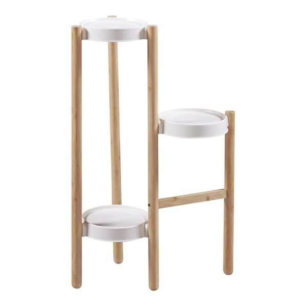 Piedestal Sastamala växtställ 78x52x25 cm bambu vit 3 hyllplan [en.casa]