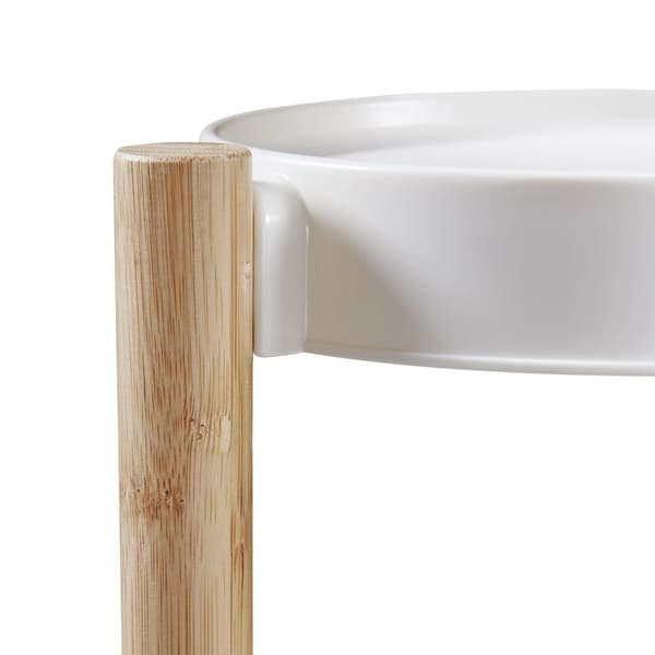 Piedestal Sastamala växtställ 85x32x32 cm bambu vit 4 hyllplan [en.casa]