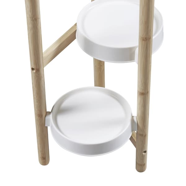 Piedestal Sastamala växtställ 85x32x32 cm bambu vit 4 hyllplan [en.casa]