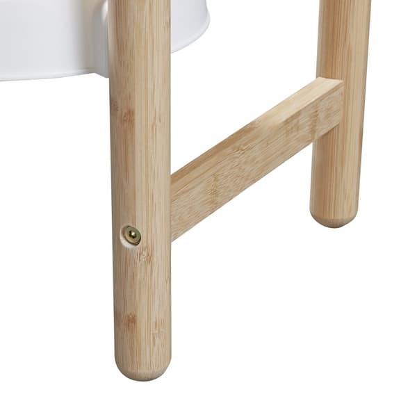 Piedestal Sastamala växtställ 85x32x32 cm bambu vit 4 hyllplan [en.casa]