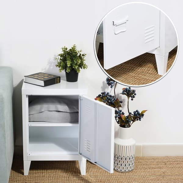 Sängbord Inari set om 2 vit stål 57x40x30 cm [en.casa]