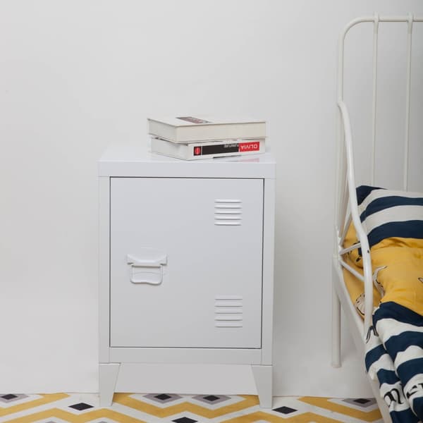 Sängbord Inari set om 2 vit stål 57x40x30 cm [en.casa]