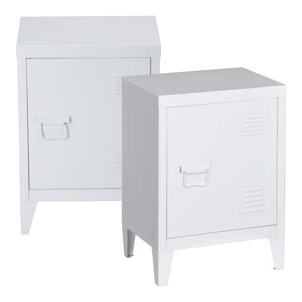 Sängbord Inari set om 2 vit stål 57x40x30 cm [en.casa]