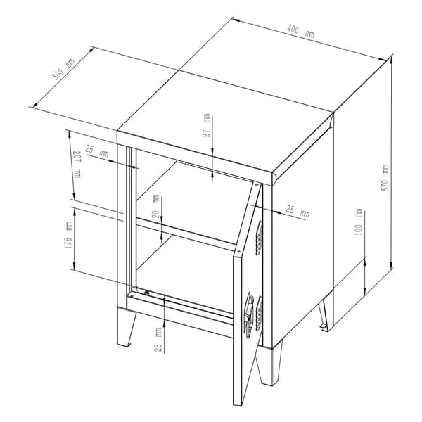 Sängbord Inari set om 2 svart matt stål 57x40x30 cm [en.casa]