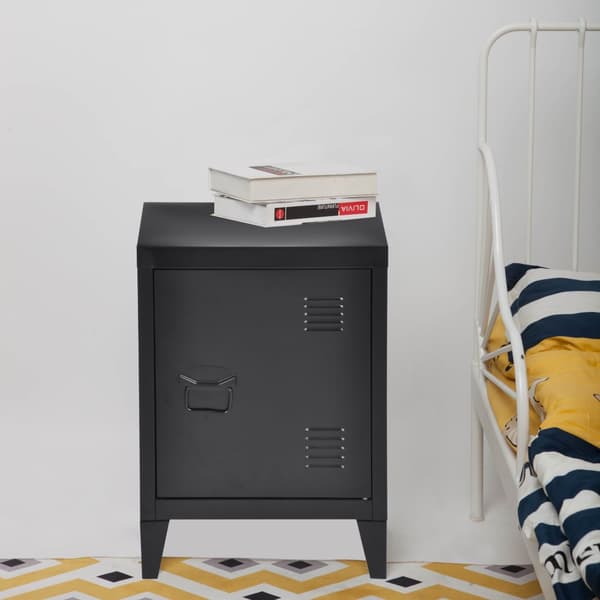 Sängbord Inari set om 2 svart matt stål 57x40x30 cm [en.casa]