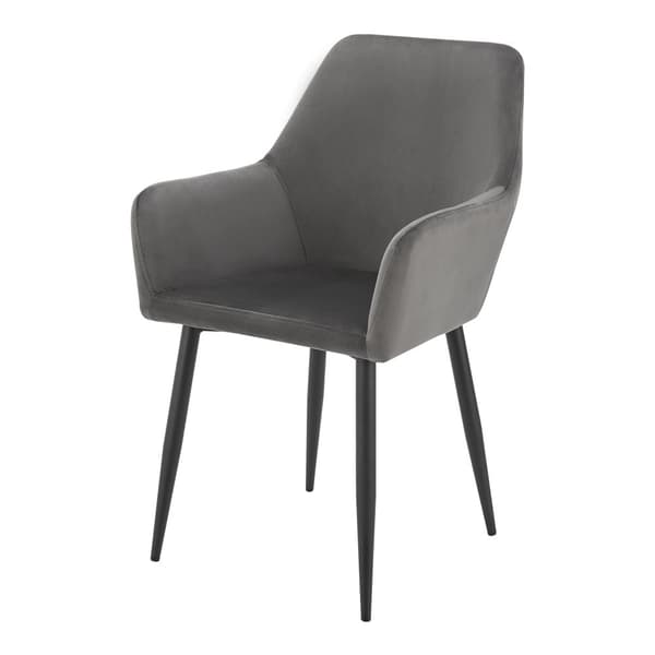 Karmstol Hollola set om 2 mörkgrå sammet stål 86x57x56 cm [en.casa]