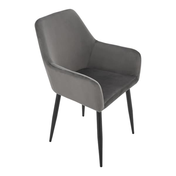 Karmstol Hollola set om 2 mörkgrå sammet stål 86x57x56 cm [en.casa]