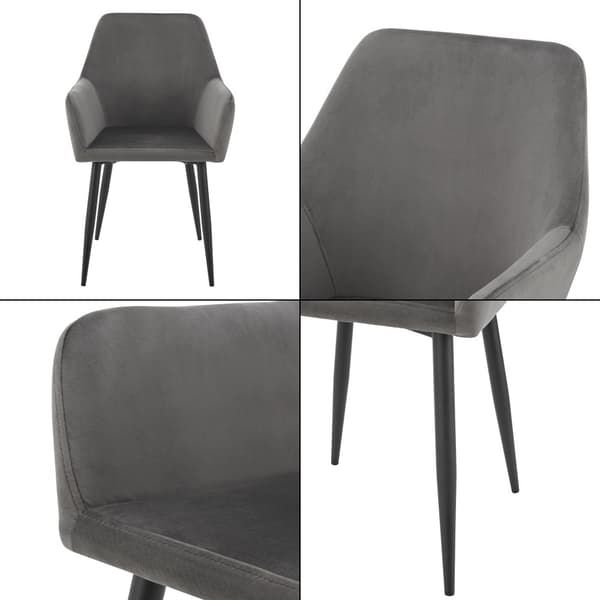 Karmstol Hollola set om 2 mörkgrå sammet stål 86x57x56 cm [en.casa]