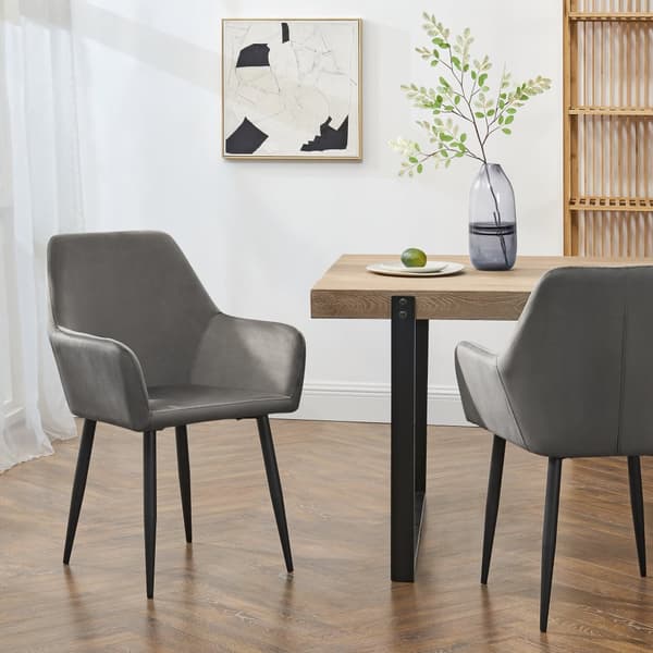 Karmstol Hollola set om 2 mörkgrå sammet stål 86x57x56 cm [en.casa]