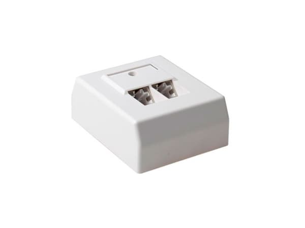 ACT Surface mounted box shielded 2 ports German Style CAT5E. Type: CAT5E Wall box c5e 2p shield german (FA5007)