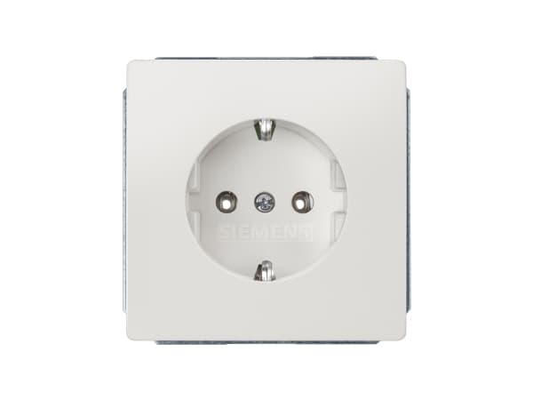 Siemens DELTA-tyylinen, titaaninvalkoinen Schuko pistorasia 10/16A 250V peitelevy 68x 68mm (5UB18530KK)