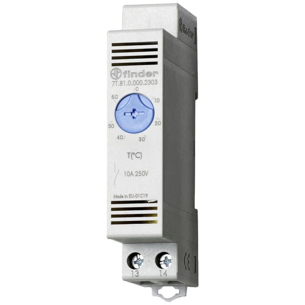 Finder Termometer till kopplingsskåp 7T.81.0.000.2302 250 V/AC 1 NO (B x H) 17.5 mm x 88.8 mm 1 st