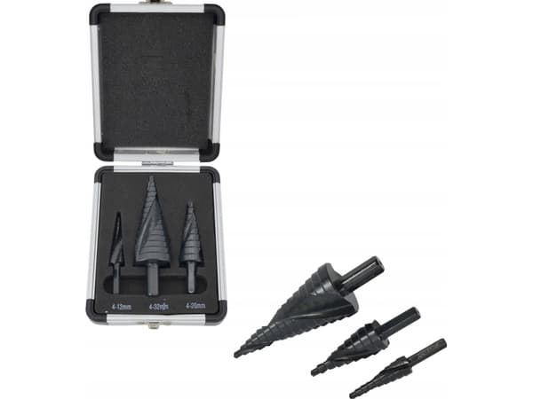 Drill AW-Tools AW bor GRADERET SPIRALSETT. 3 stk../ 4-12 4-20 4-32mm/ AICrN/ Sort/ KASSE PLAST.