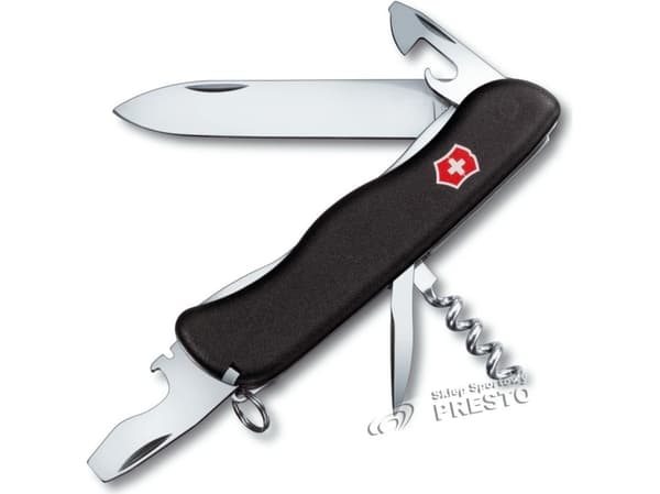 Victorinox Picknicker, Fällkniv med låsblad, Kniv med flera verktyg, Clip point, Polyamid, Svart, 11 verktyg