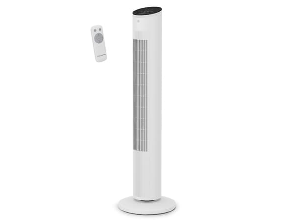 Rowenta Eole VU6871, Kotitaloustornituuletin, Valkoinen, Lattia, Taulukko, 55 dB, 193,8 m³/h, Painikkeet, Langaton