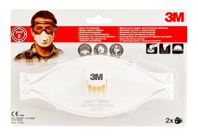 3M 9322C2, FFP2, Valkoinen, 2 kpl