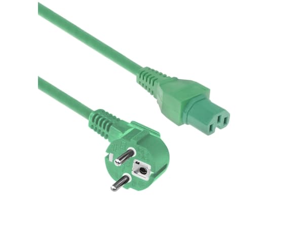 ACT Powercord mains connector CEE 7/7 male (angled) - C15 green 1 m