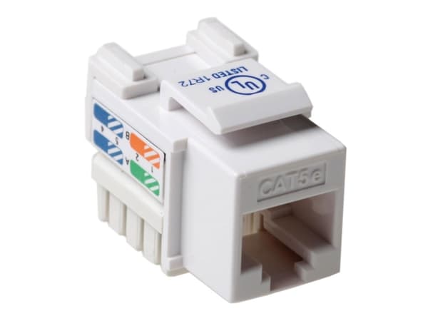 ACT CAT5E Keystone Jack unshielded punch down under white. Type: CAT5E White Keystone utp c5e punchdown wh (TD5015)