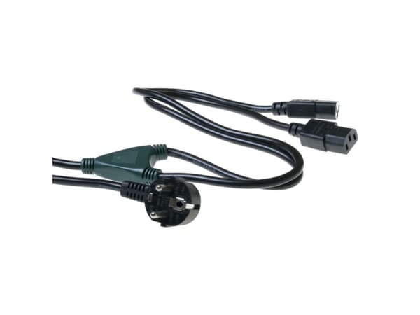 ACT Powercord split cable mains connector CEE7/7 male - 2 x C13 splitting at: 1.20 m POWERCORD SCHUKO-2XC13 1.80M (AK5055)