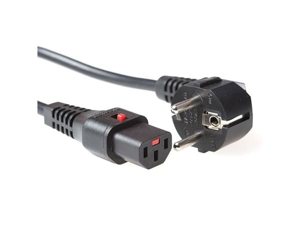 ACT Powercord CEE 7/7 male (angled) - C13 IEC Lock black 1 m, EL249S (AK5057)