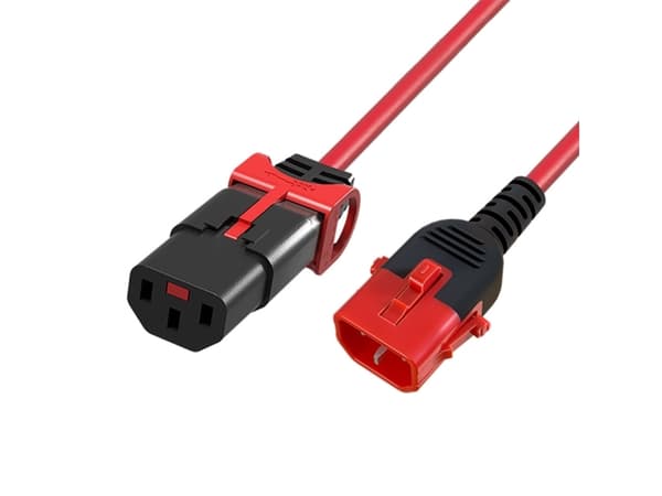 ACT Powercord C13 IEC Lock+ - C14 IEC Lock Dual Locking red 3 m, PC3617