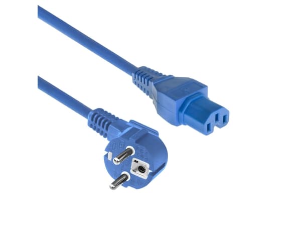 ACT Powercord mains connector CEE 7/7 male (angled) - C15 blue 1.5 m
