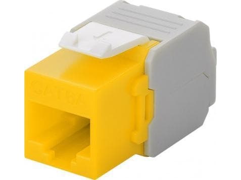 Wentronic Goobay CAT 6a KeyStone RJ45 Jack,ungeschirmt, 500MHz, Gelb-Weiß (90691)