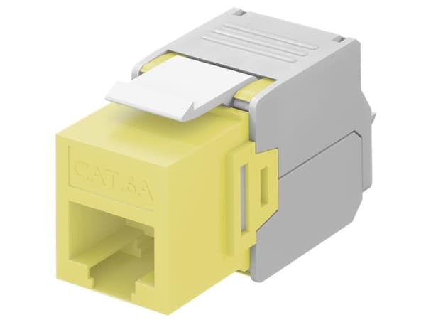 Wentronic Goobay CAT 6a KeyStone RJ45 Jack,ungeschirmt, 500MHz, Gelb-Weiß (90691)