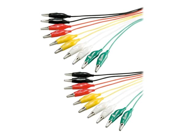 goobay - Tehotestikaapeli - alligaattoriliitin alligaattoriliittimeen - 250 V - 2,5 A - 48 cm - musta, valkoinen, keltainen, punainen, vihreä (10 kpl