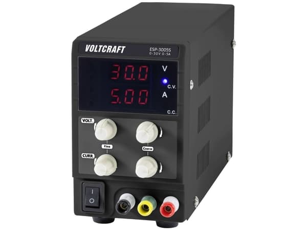 VOLTCRAFT ESP-3005S Laboratorie-strömförsörjning, justerbar 0 - 30 V 0 - 5 A 150 W Stickpropp 4 mm smal design Antal utgångar 1 x