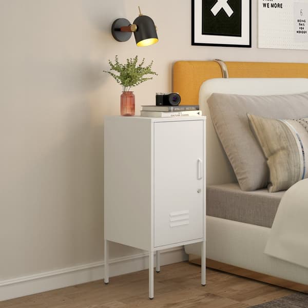 Sängbord Hausjärvi set om 2 stål vit 82x35x35 cm [en.casa]
