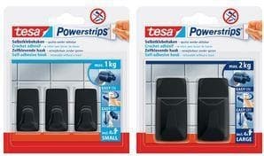 tesa Powerstrips krog STORT rektangel, sort lavet af højkvalitets plastik, kan bruges flere gange - 1 stk (58279-00000-20)