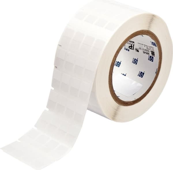 Brady, THT-80-427-5, selvlaminerende vinyl, hvid/transparent, 12,7 x 9,53 (19,05) mm, permanent, 4-sporet, til max. kabeldiameter 3 mm (5000 E.) (0305