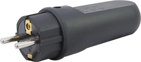 REV beskyttelseskontaktstik stænksikkert IP44 gummi sort elektrisk strømstik (0512090555)