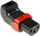 ACT C13 IEC Lock+ uudelleenjohdotettava ylös tai alas kulmaliitin, musta, PA130100DBK (SFO67A)