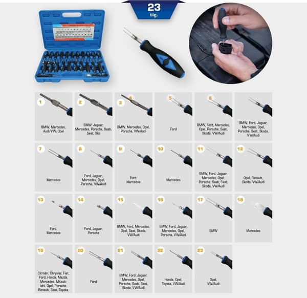 KS TOOLS Werkzeug-maschinen GmbH værktøjssæt til stikudløser, 23 dele (BT511100)