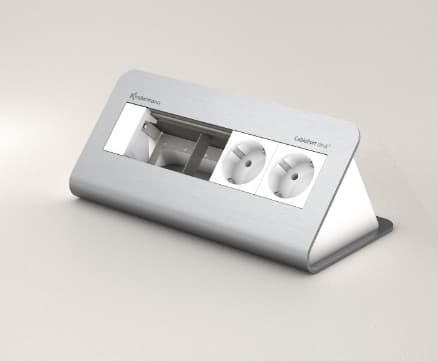 Kindermann CablePort desk² 80 4-fold - Pistorasiakotelo - pinta-asennettava - virtalähde X 2 - anodisoitu alumiini (7430000252)