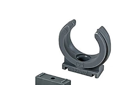 Grå PP klämrörsbärare 40mm till 40mm HT-avloppsrör
