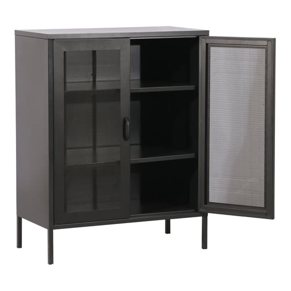 Sideboard Falköping 101,5x80x40 cm stål svart [en.casa]