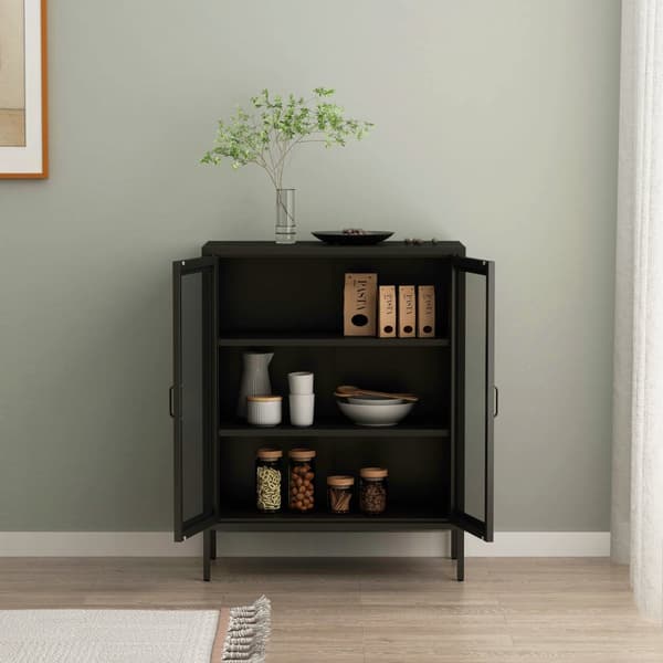 Sideboard Falköping 101,5x80x40 cm stål svart [en.casa]