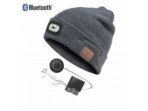 Blue Electric LED Beanie - Bluetooth-kuulokkeella., toimitetaan Mukana turvaliivi