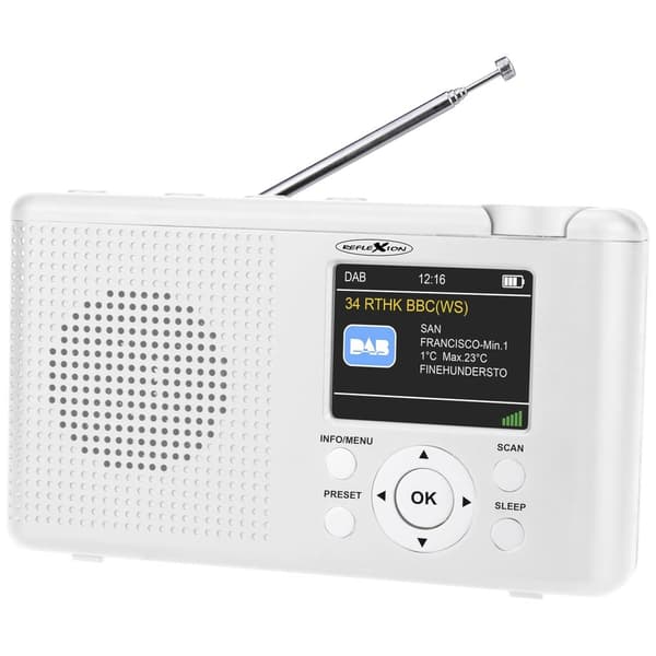 Bordsradio Reflexion TRA23DAB/WH DAB+, DAB, FM uppladdningsbart Vit
