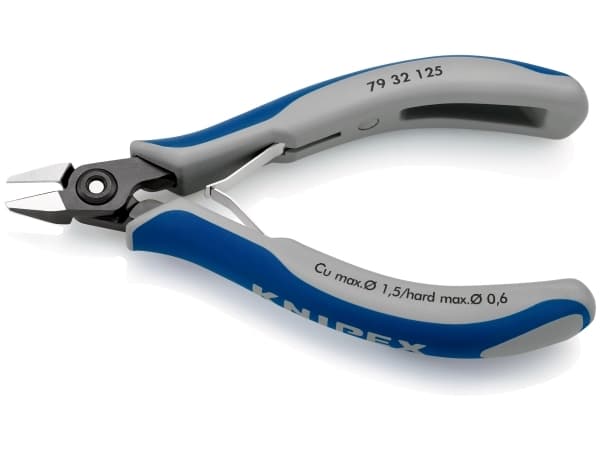 Knipex 79 32 125, Diagonal tang, Kromvanadiumstål, Plast, Blå, Grå, 125 mm, 58 g