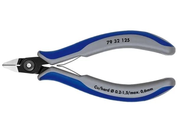 Knipex 79 32 125, Diagonal tang, Kromvanadiumstål, Plast, Blå, Grå, 125 mm, 58 g