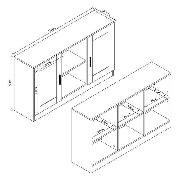 Sideboard Spøttrup 70x120x30,5 cm vit [en.casa]
