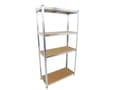 Miniatyrbilde 3 av 4: HOME It® stålreol med 5 træhylder 180×90×40 cm galvaniseret