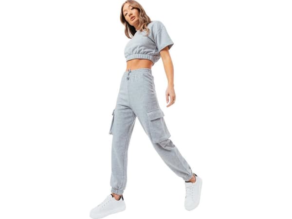 Justhype Justhype Sweat Crop T-skjorte-Cargo Joggers LABON004 szary 10